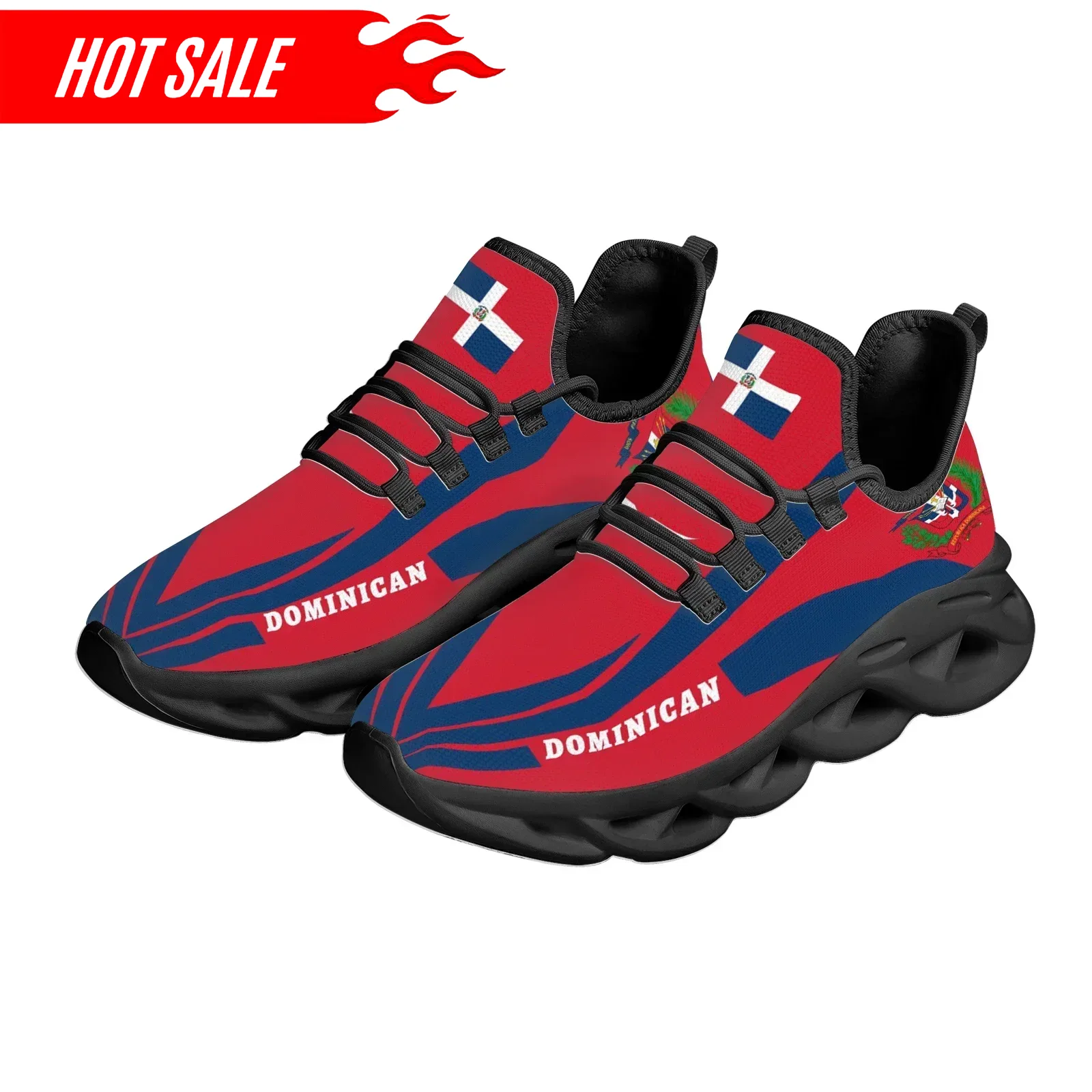 Hot bandiera dominicana emblem - Knit Fabric Lace Up Sneakers recensione e prezzo