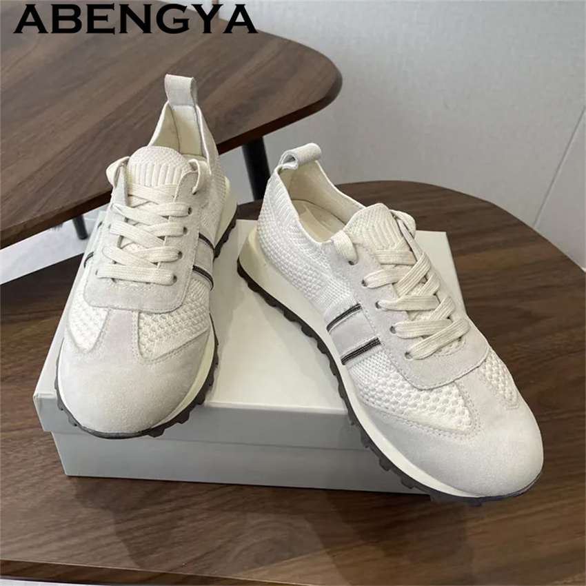 Scarpe Basse Casual da Donna c - Knit Fabric Lace Up Sneakers recensione e prezzo