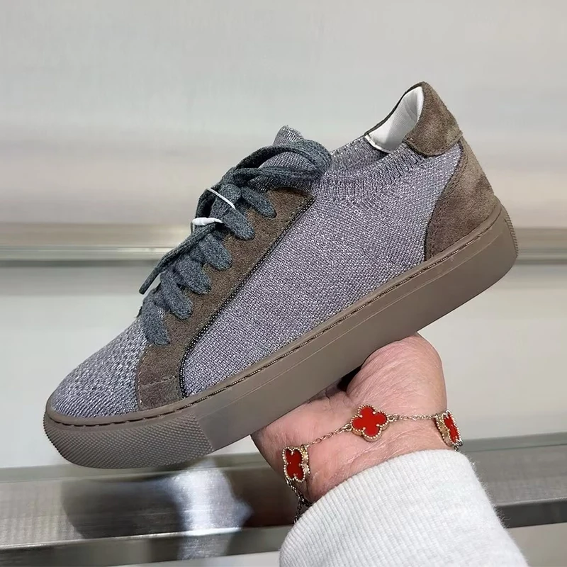 Scarpe da ginnastica traspiran - Knit Fabric Lace Up Sneakers recensione e prezzo