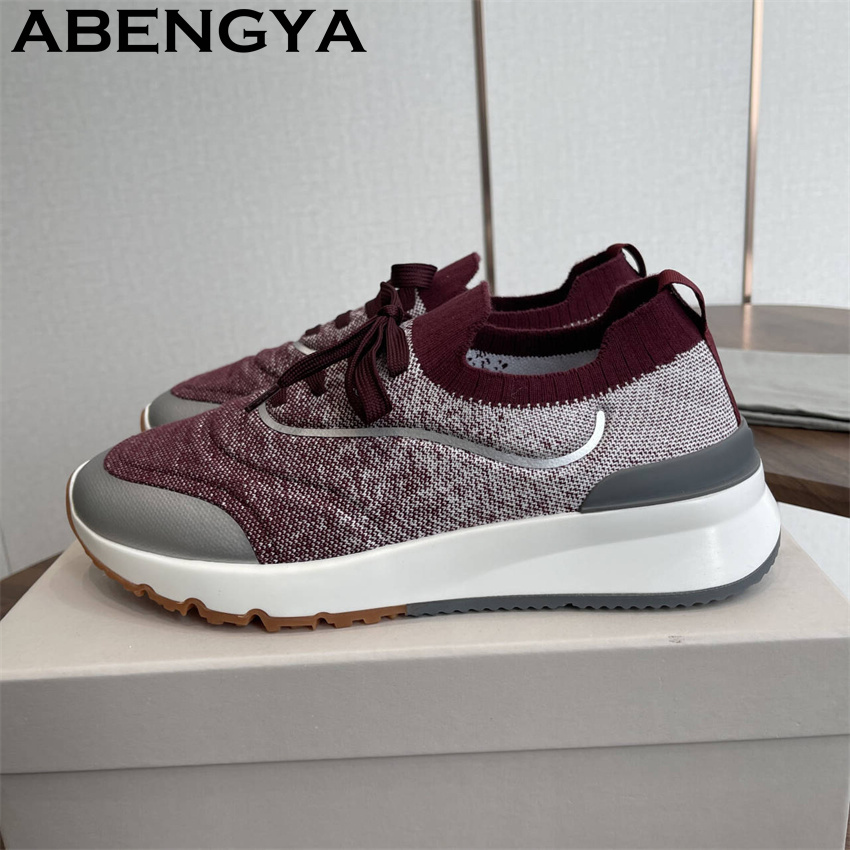 Nuove Scarpe da Uomo Multicolo - Knit Fabric Lace Up Sneakers recensione e prezzo